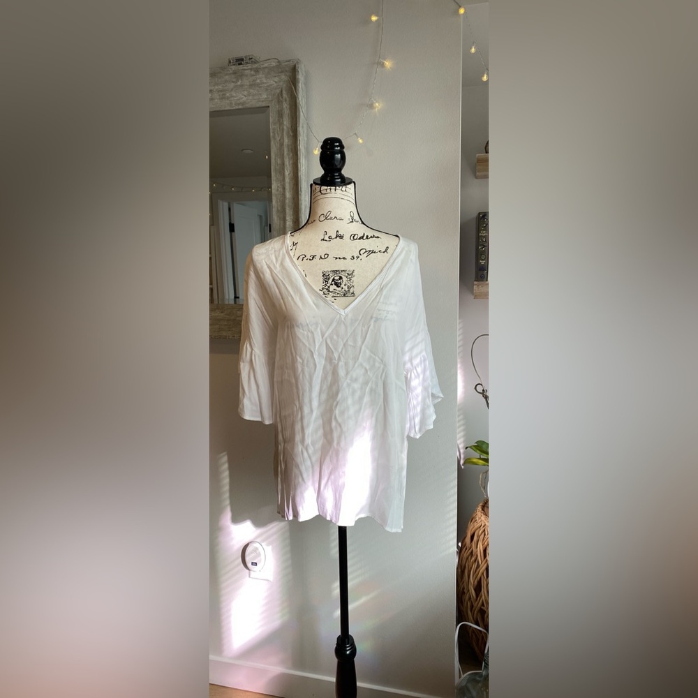 White V-Neck Blouse